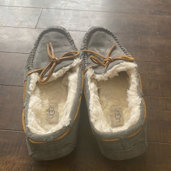 UGG Suede Moccasin Slippers with Tan Bow - Picture 8 of 11